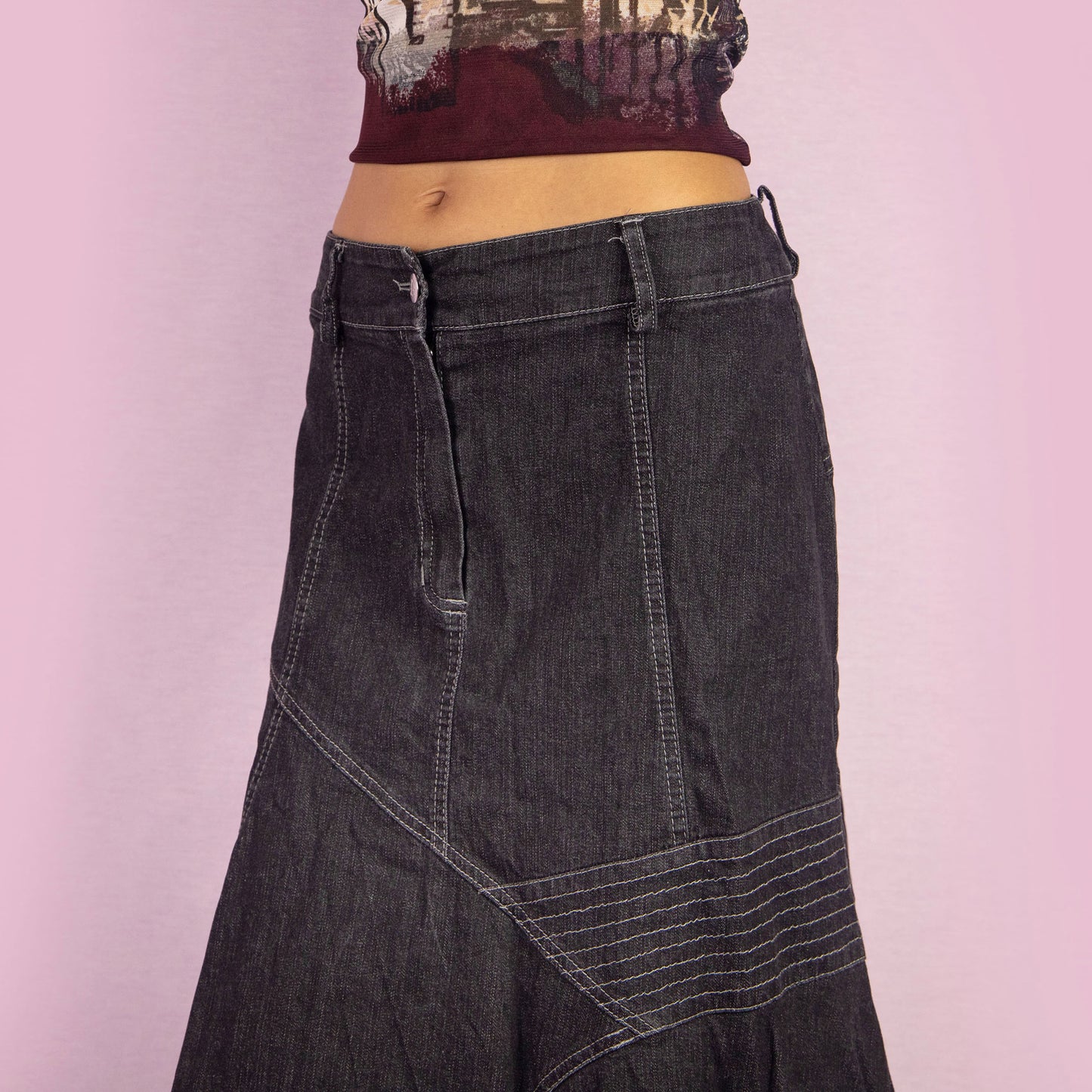 Vintage Y2K Trumpet Dark Denim Skirt - M
