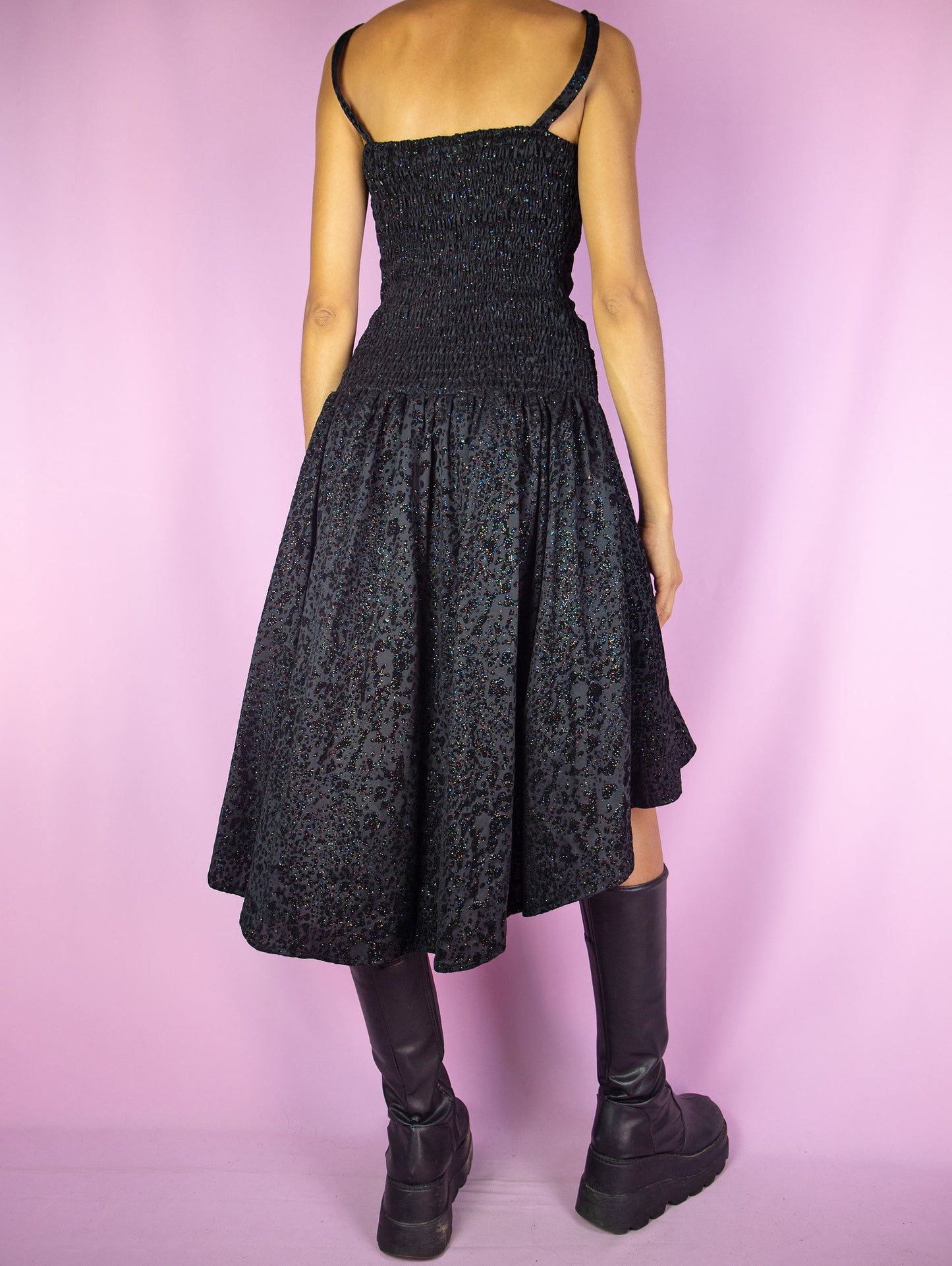 Vintage 90s Party Black Mini Dress - M