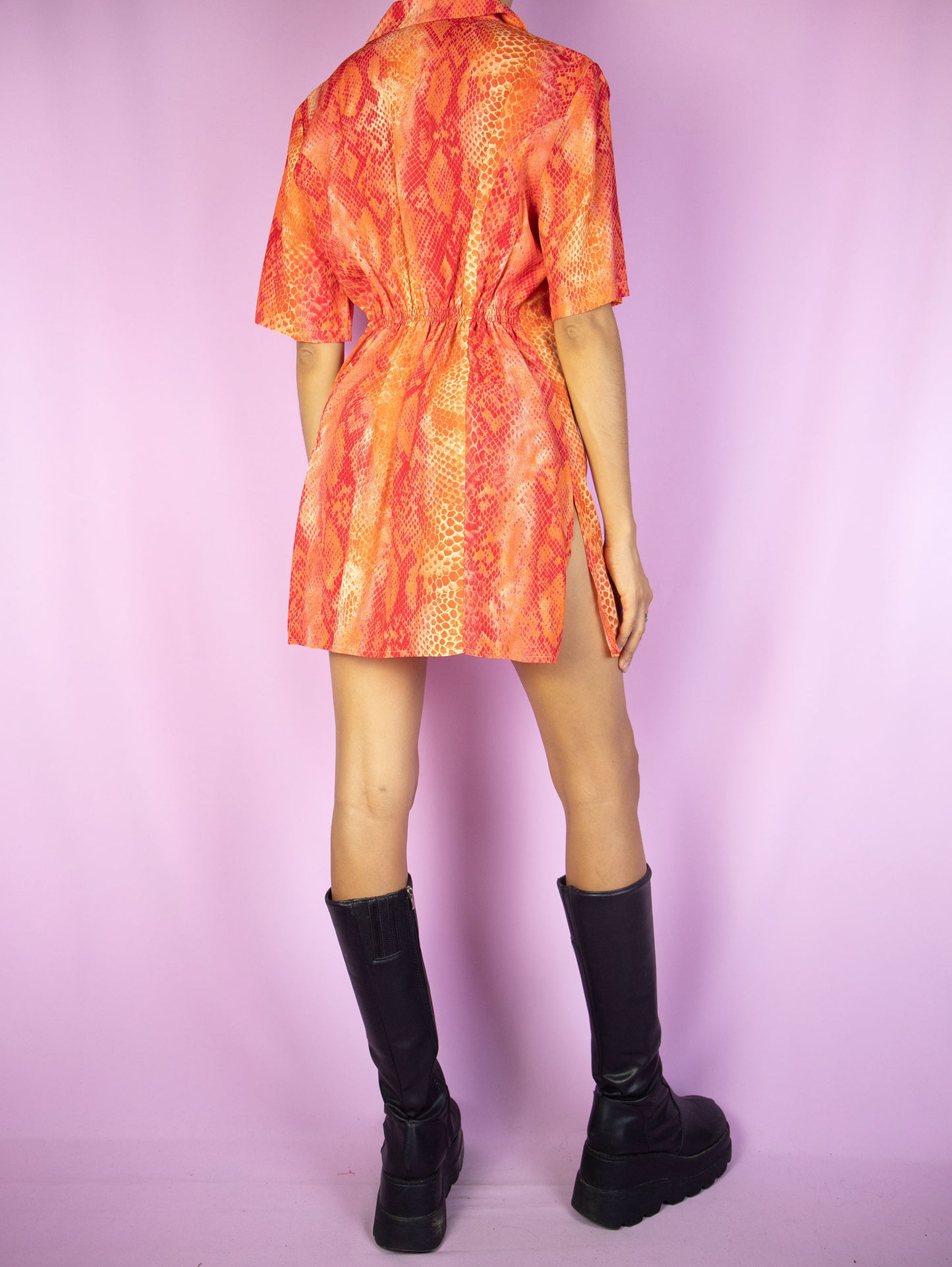 Vintage 90s Red Snake Print Blouse - M