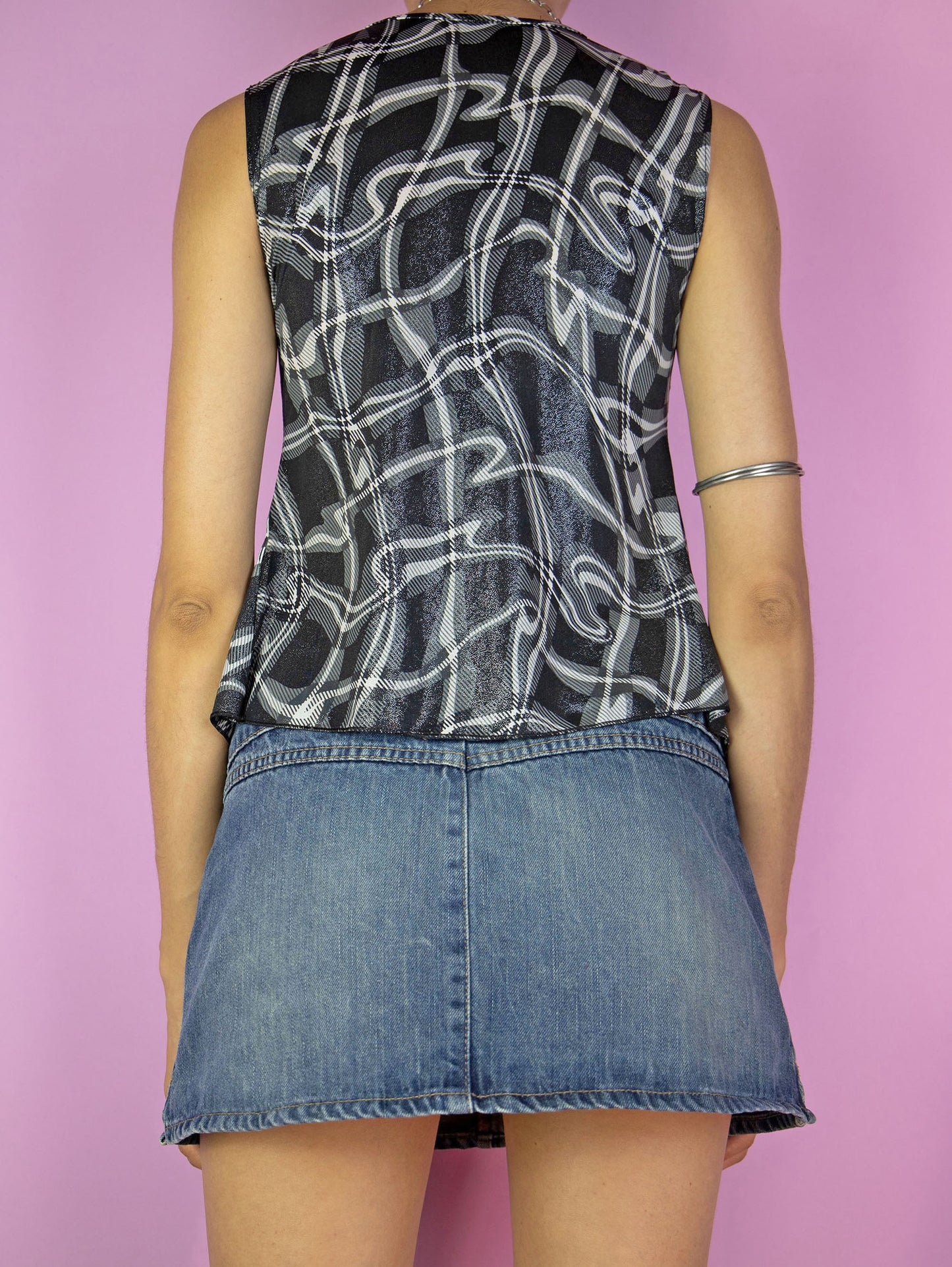 Y2K Print Asymmetric Top - S