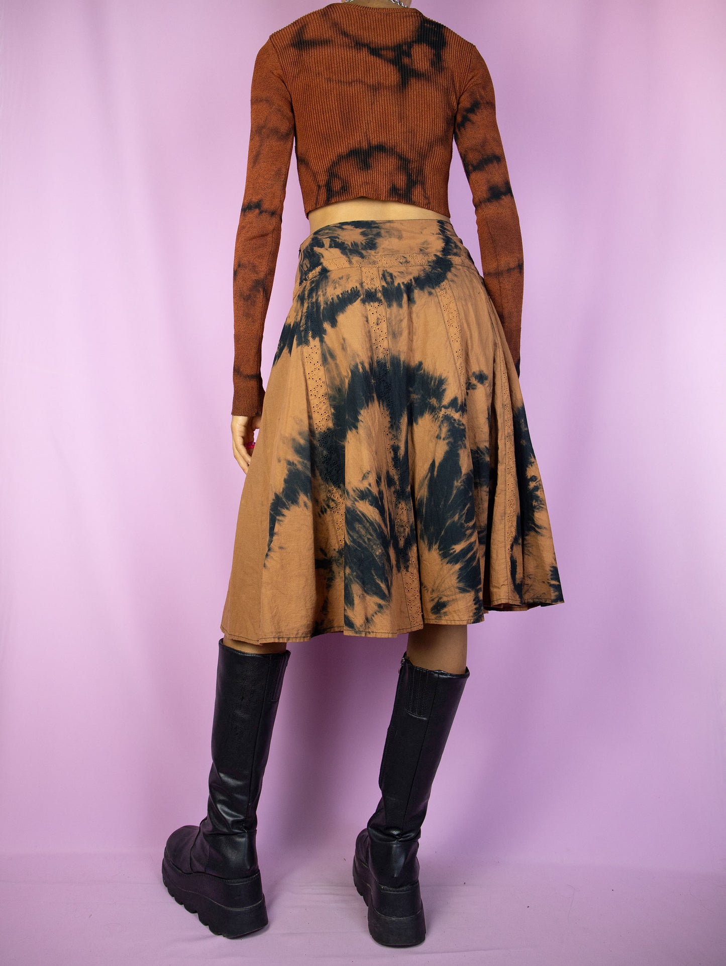 Vintage 90s Tie Dye Midi Skirt - XS