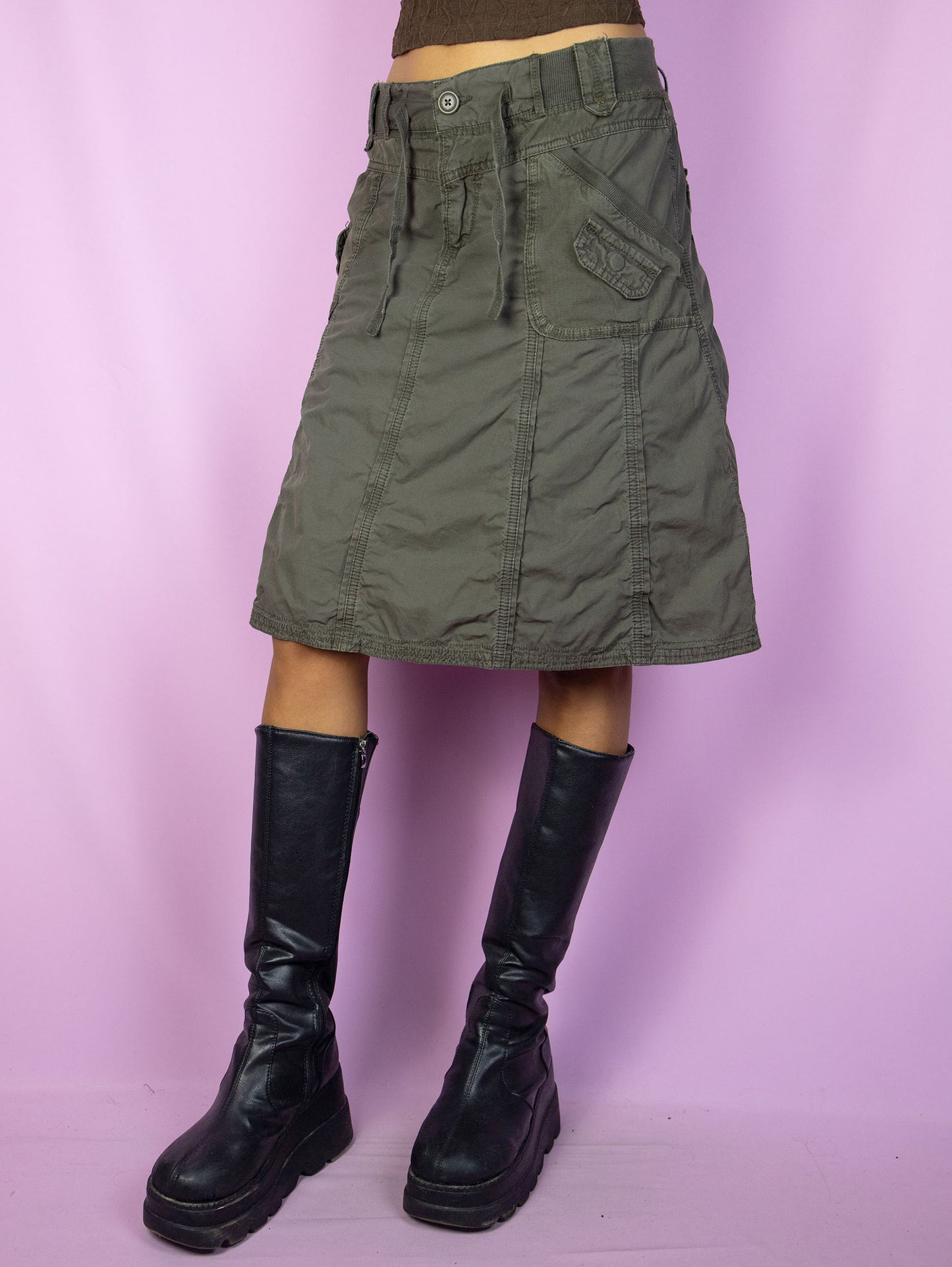 Y2K Subversive Khaki Cargo Skirt - L