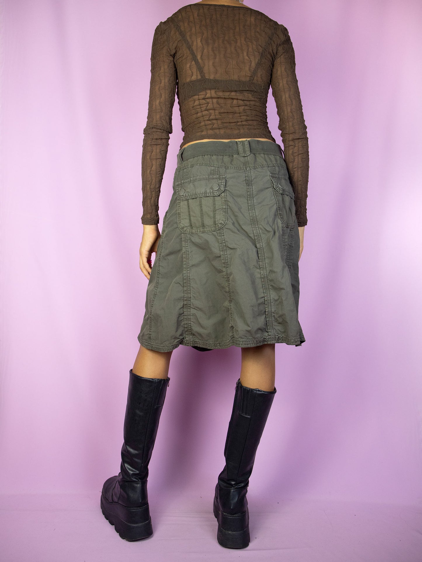 Y2K Subversive Khaki Cargo Skirt - L