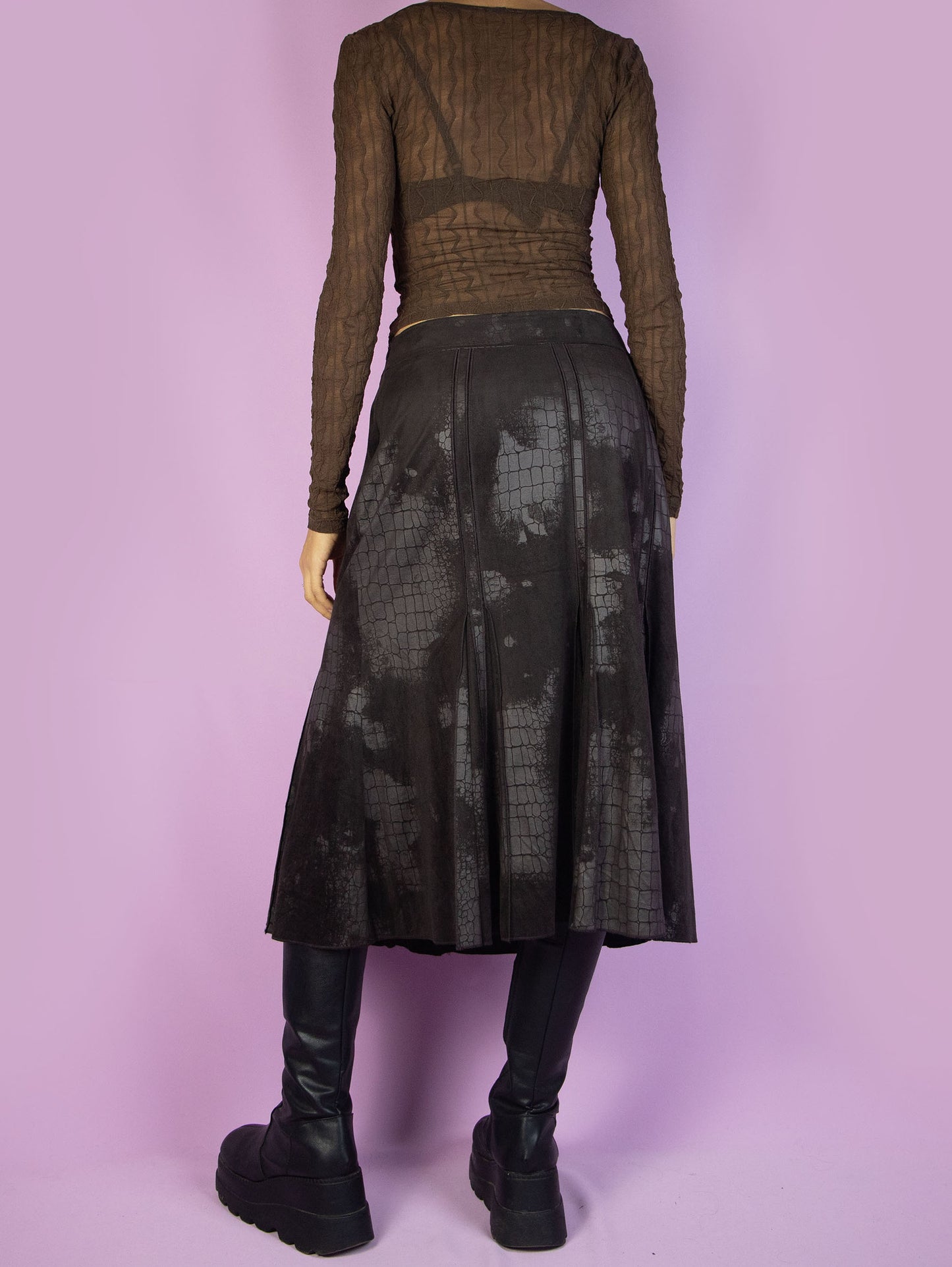 Y2K Dark Brown Midi Skirt - L