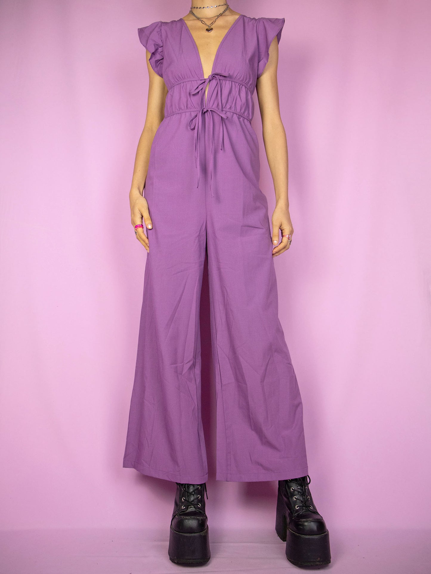 Vintage Y2K Purple Wide Jumpsuit - M