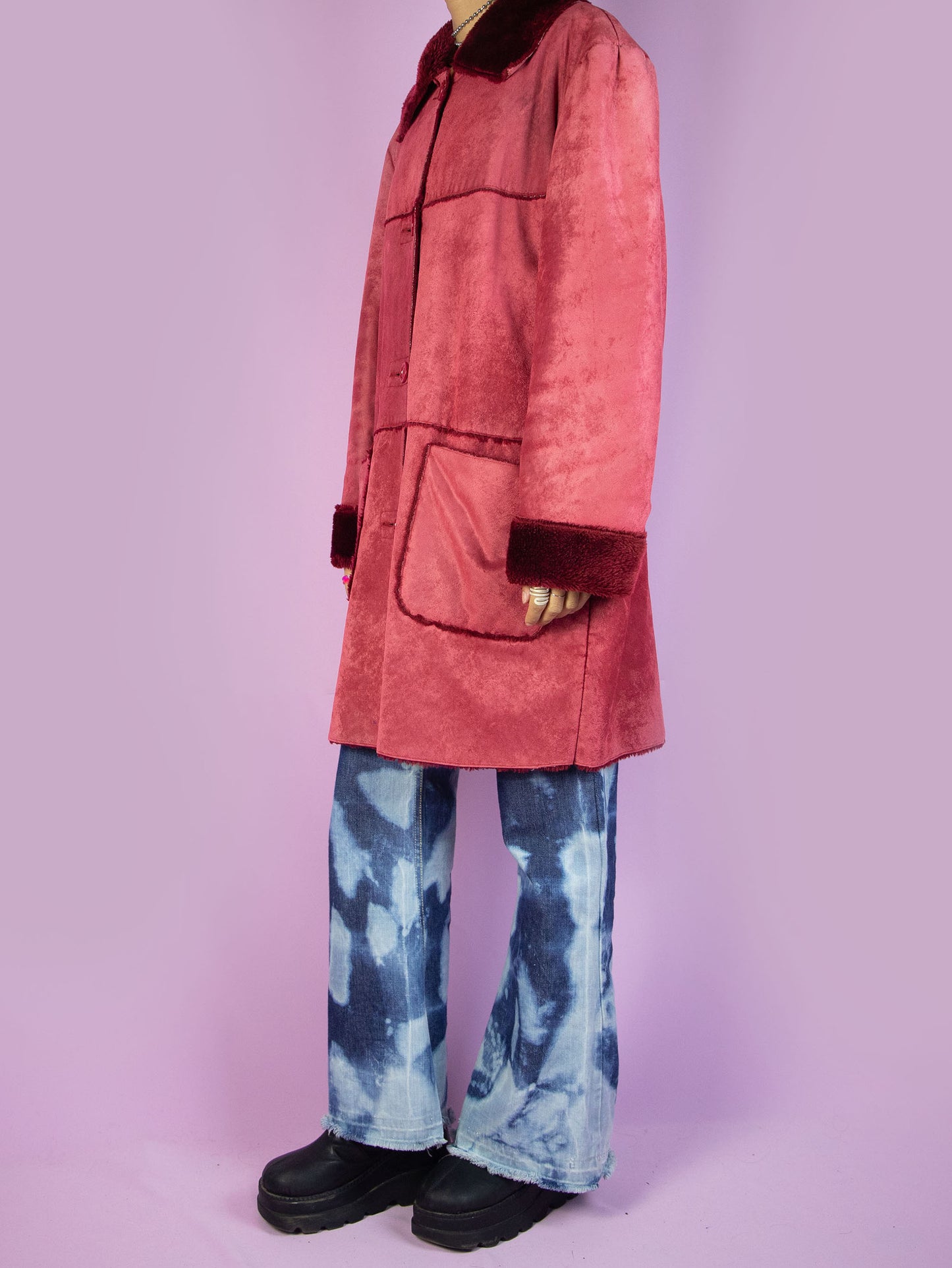 Y2K Red Faux Fur Coat - XL