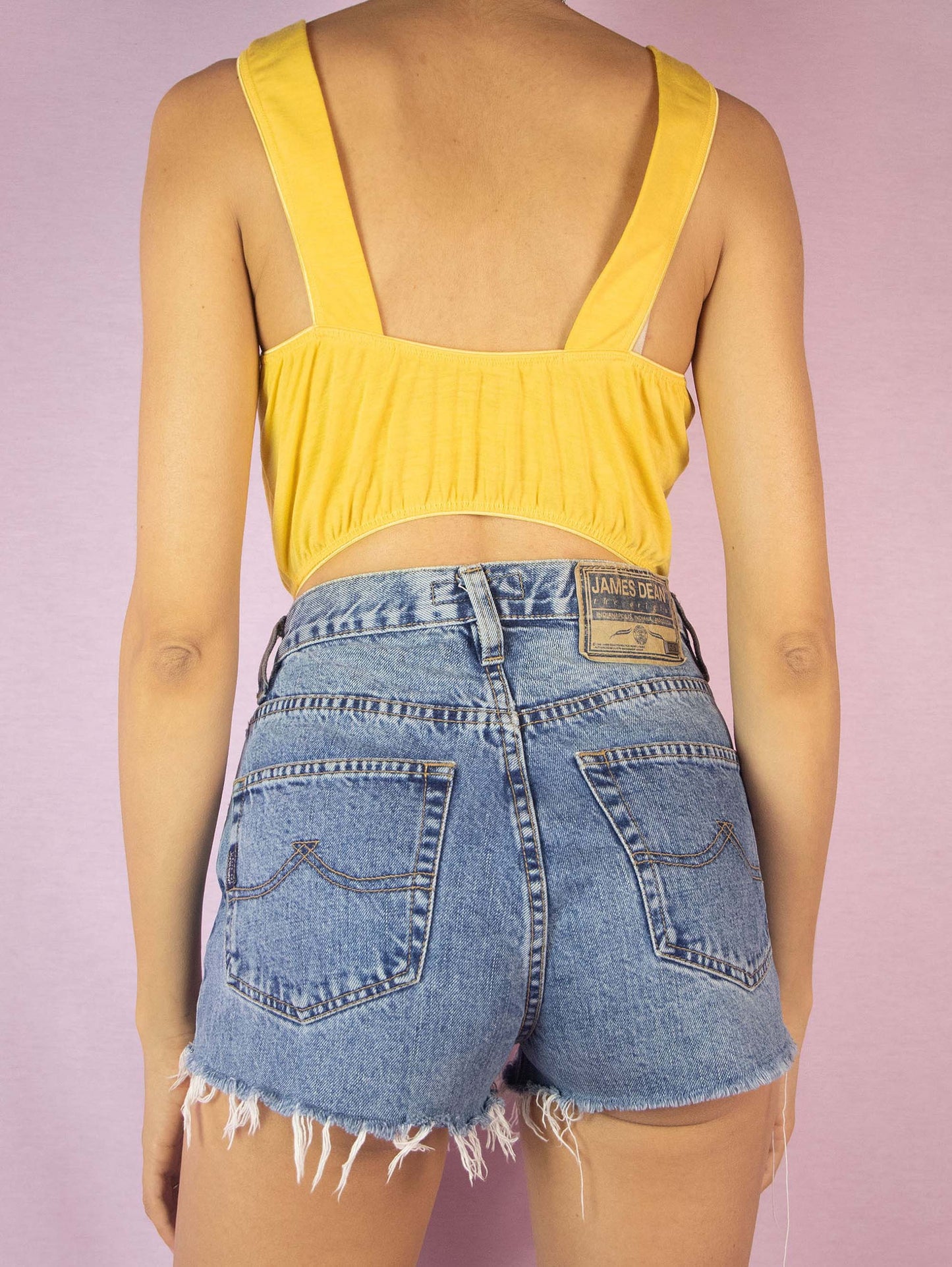 Vintage 90s Yellow Bustier Crop Top - S