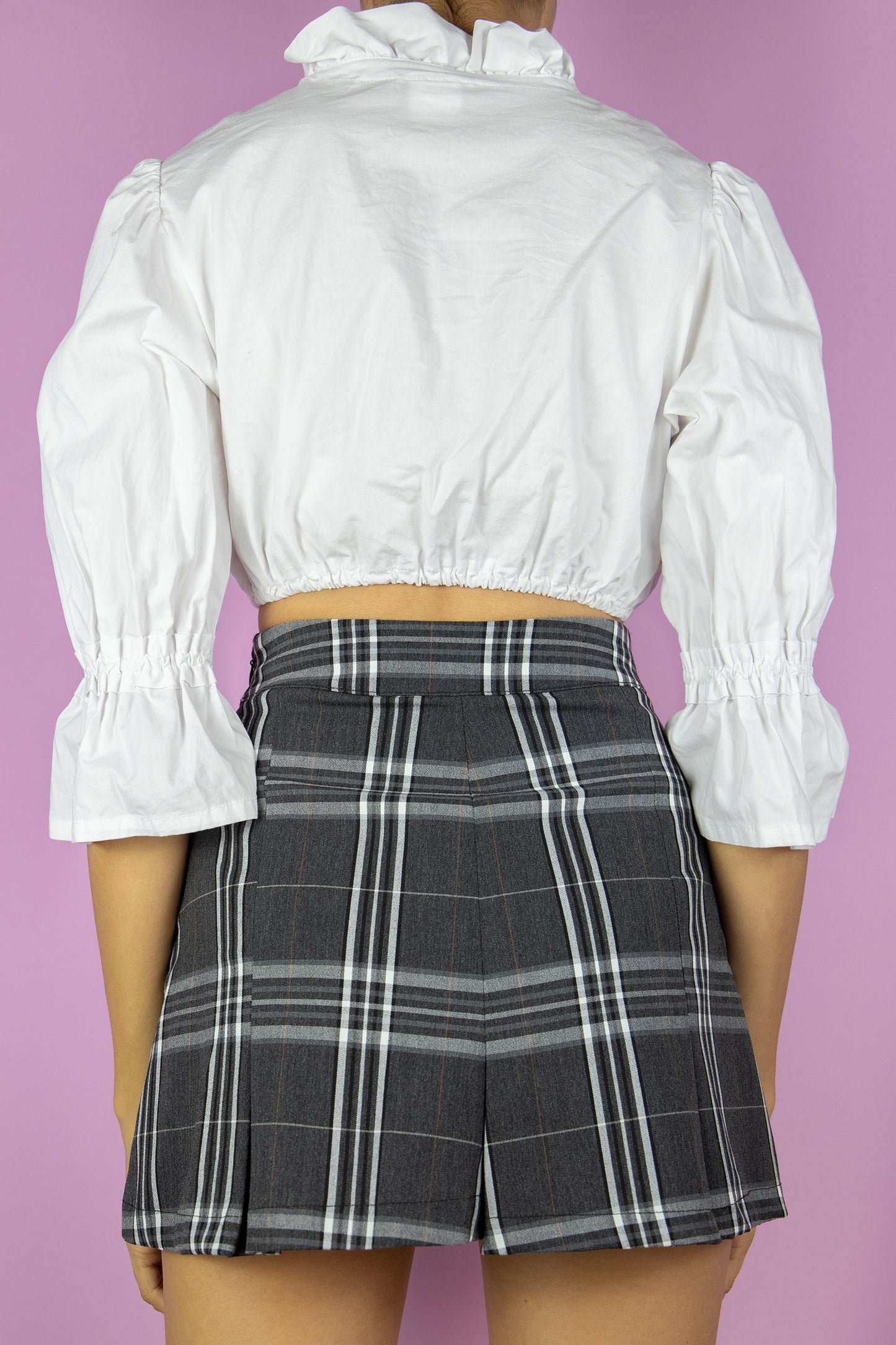 Vintage 90s White Ruched Crop Top - S