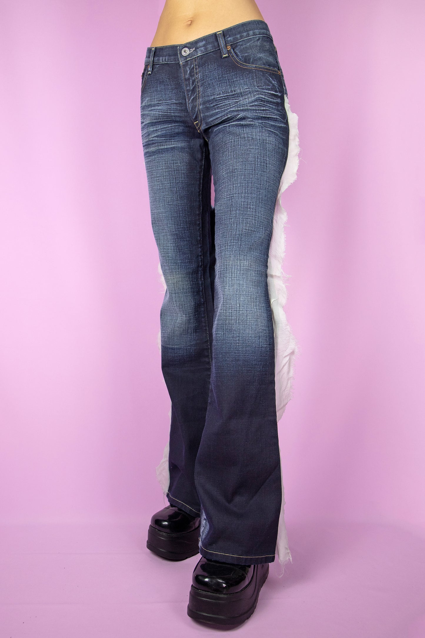Y2K Side Ruffle Flare Jeans - M