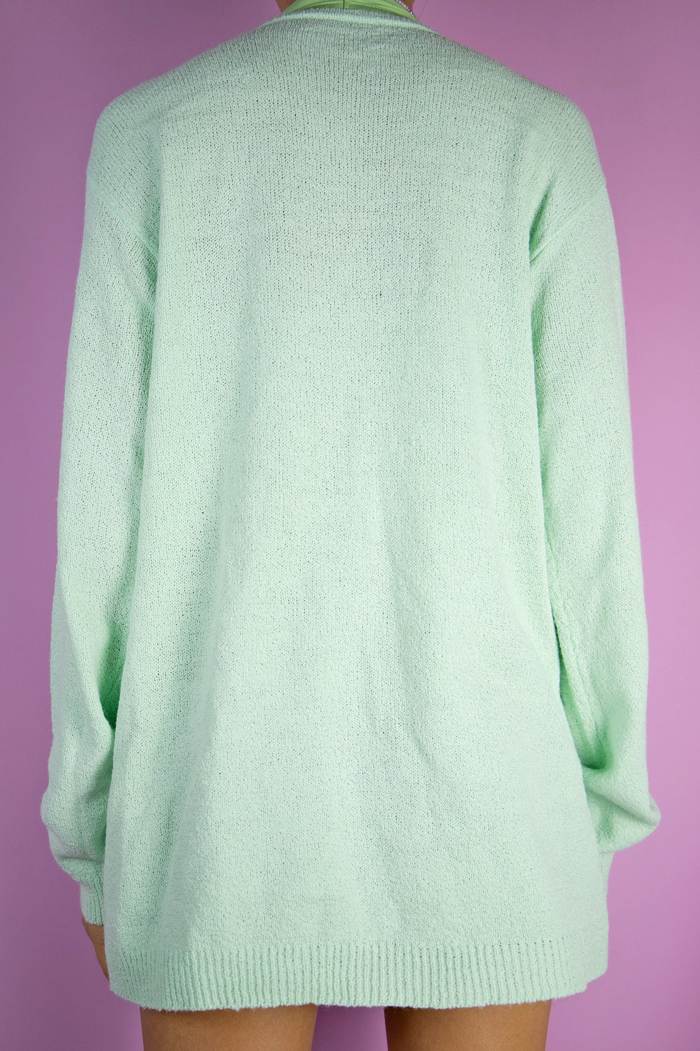 Y2K Green Beaded Knit Cardigan - L