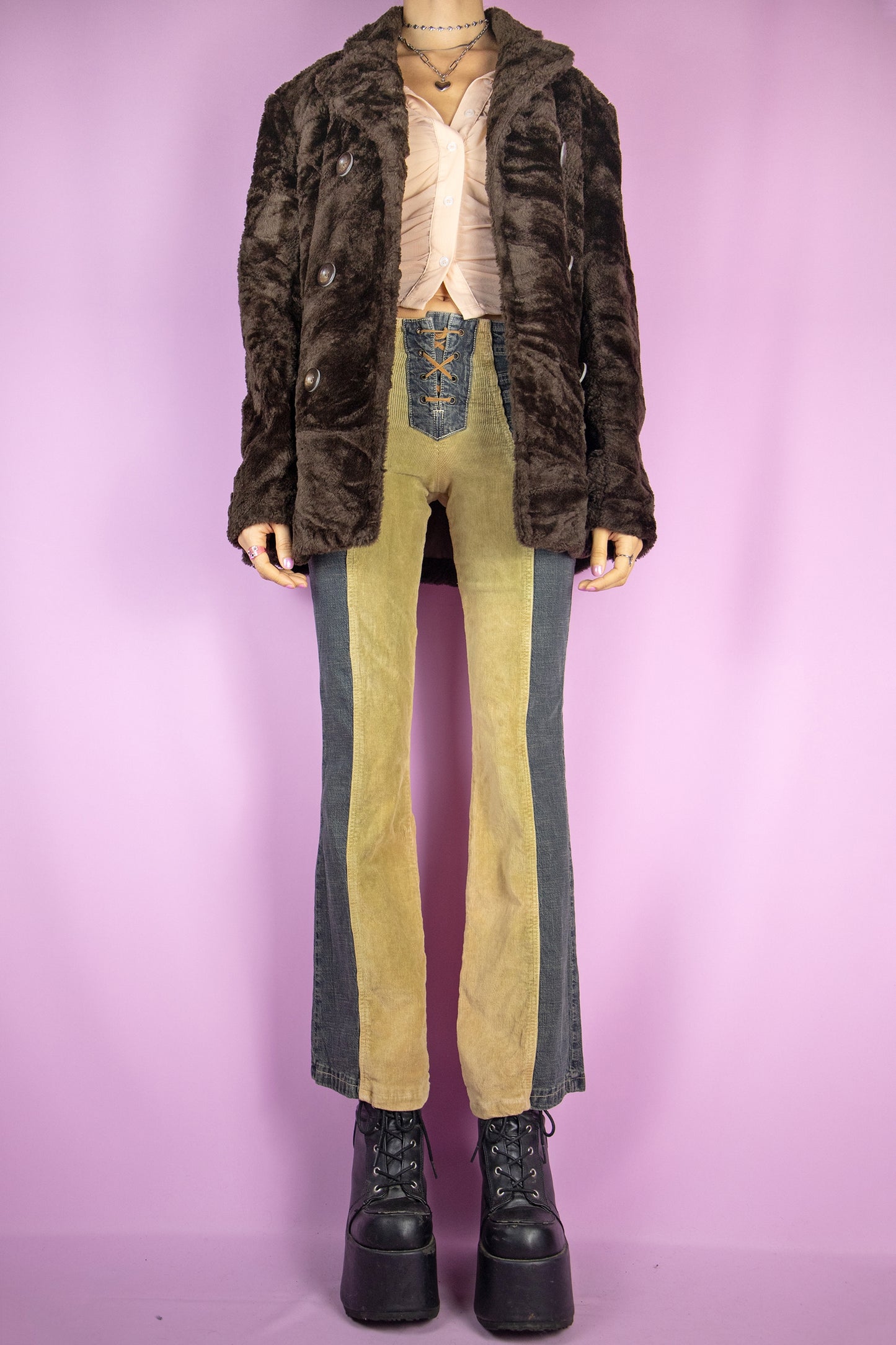 The Vintage 90s Brown Faux Fur Jacket is a dark brown faux fur jacket with button closure and pockets. Casual classic retro blazer style 1990s winter coat.