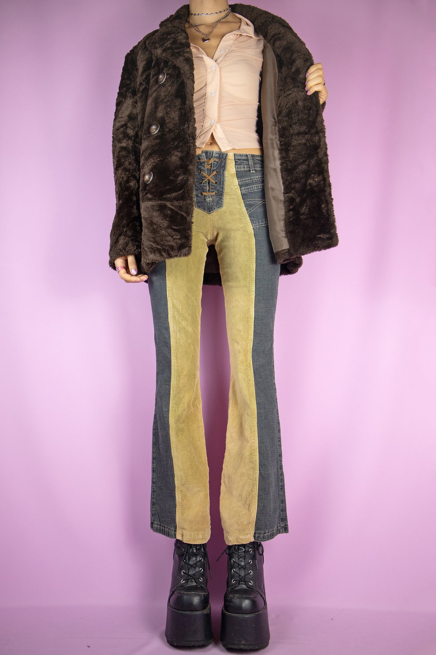 Vintage 90s Brown Faux Fur Jacket - M