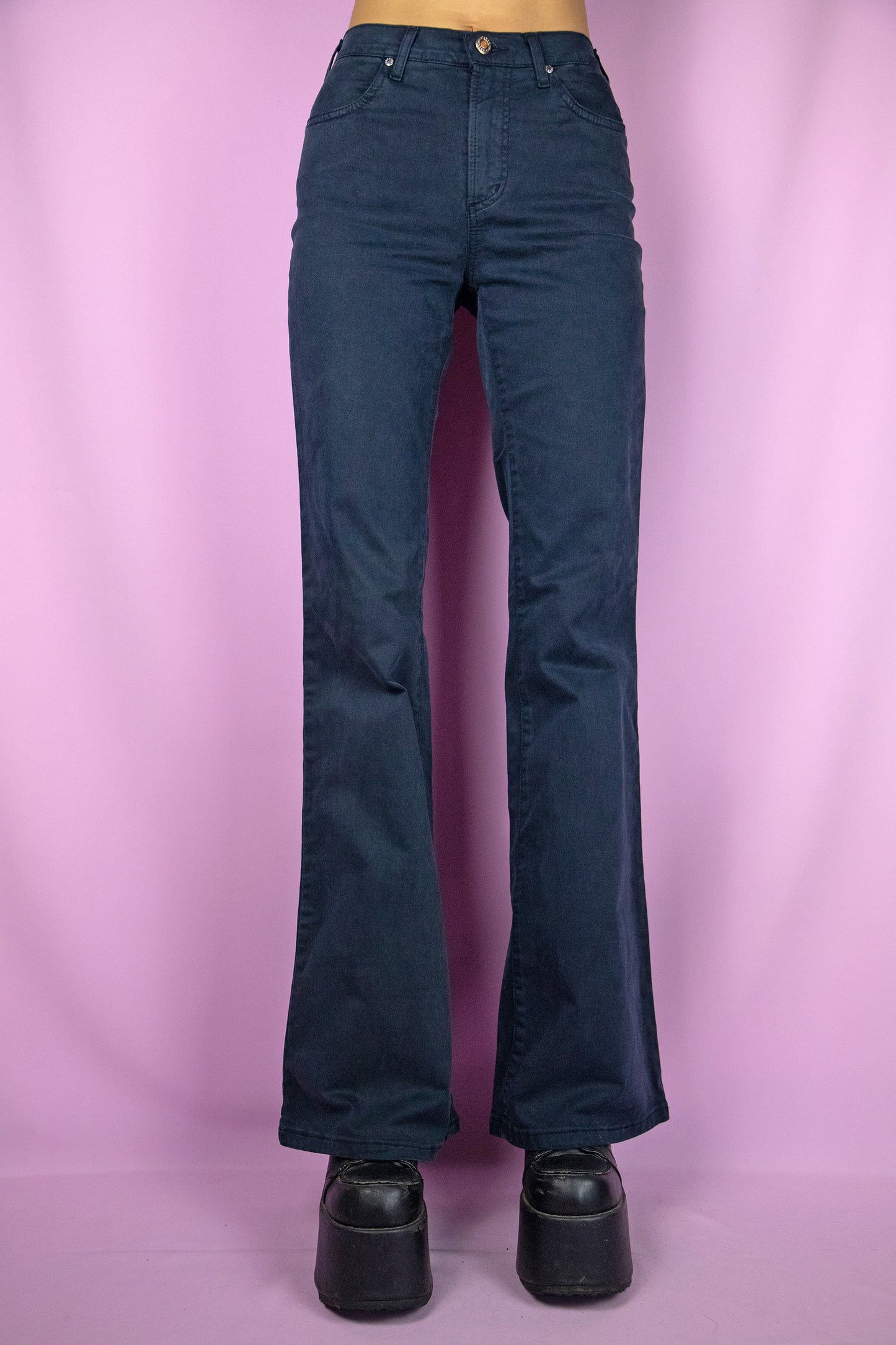 Vintage Y2K Dark Blue Flare Jeans - XS