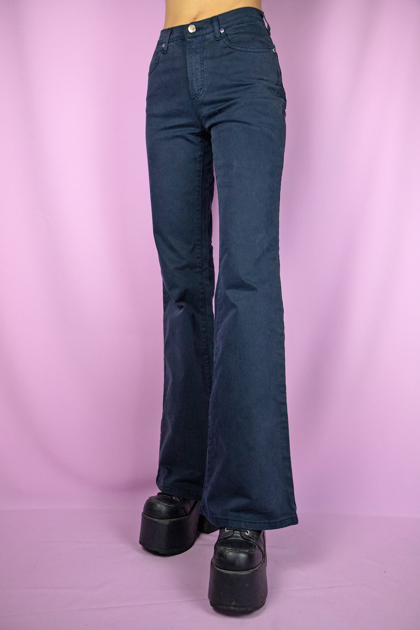 Vintage Y2K Dark Blue Flare Jeans - XS