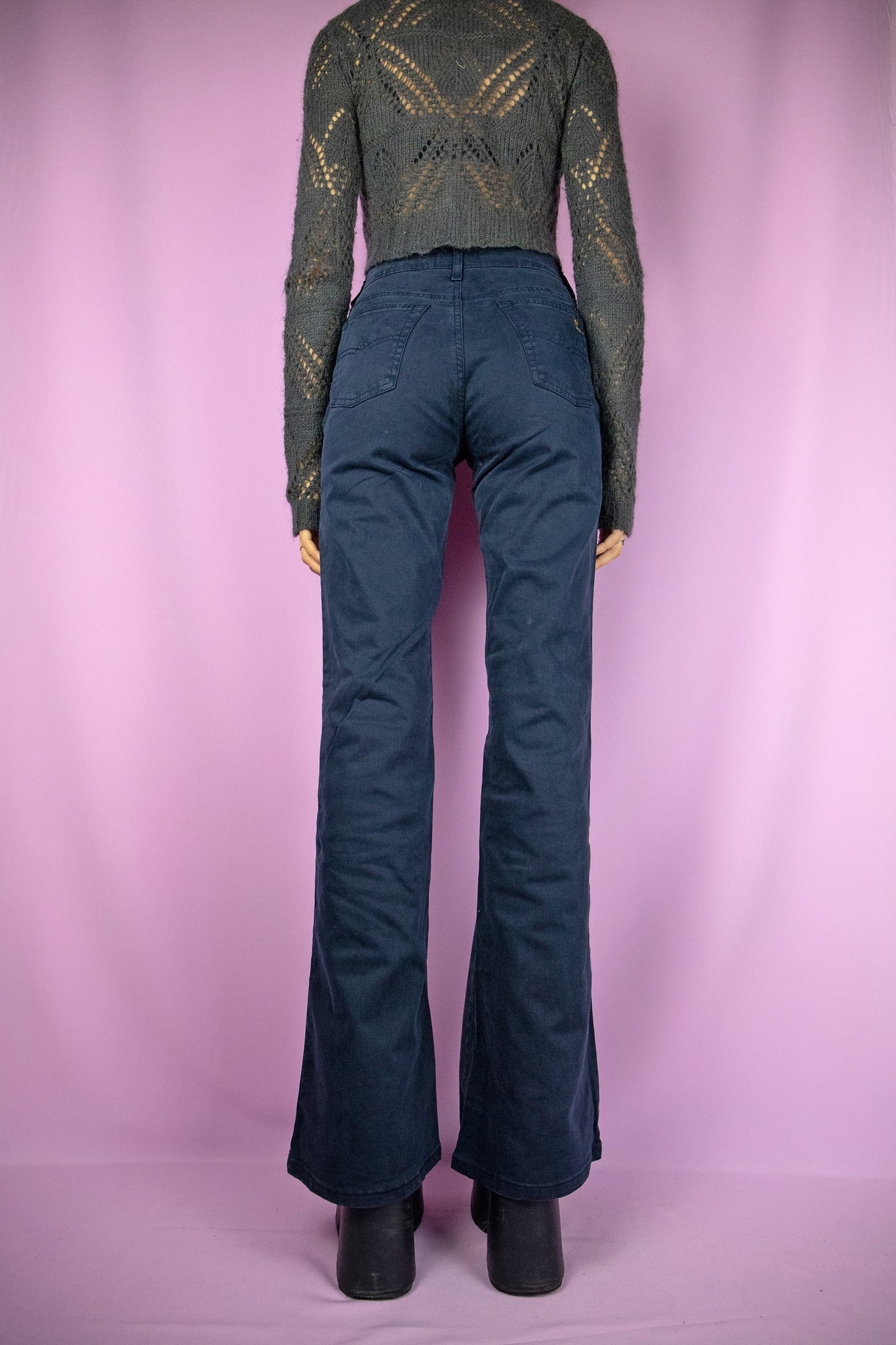 Vintage Y2K Dark Blue Flare Jeans - XS