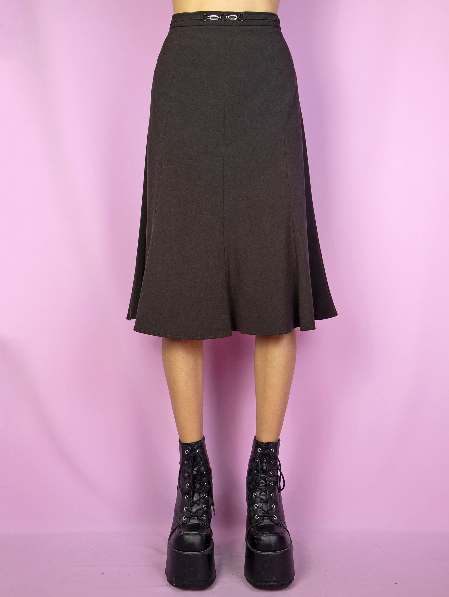 Vintage Y2K Dark Brown Midi Skirt - M/L