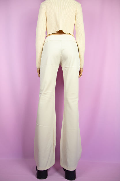 Vintage Y2K Beige Belted Flare Pants - S
