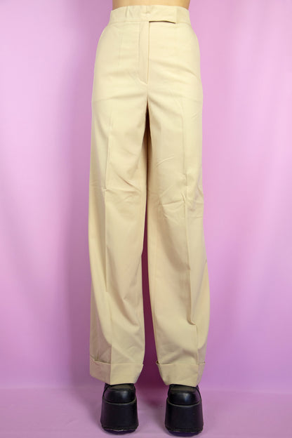 Vintage Y2K Beige Wide Dress Pants - L