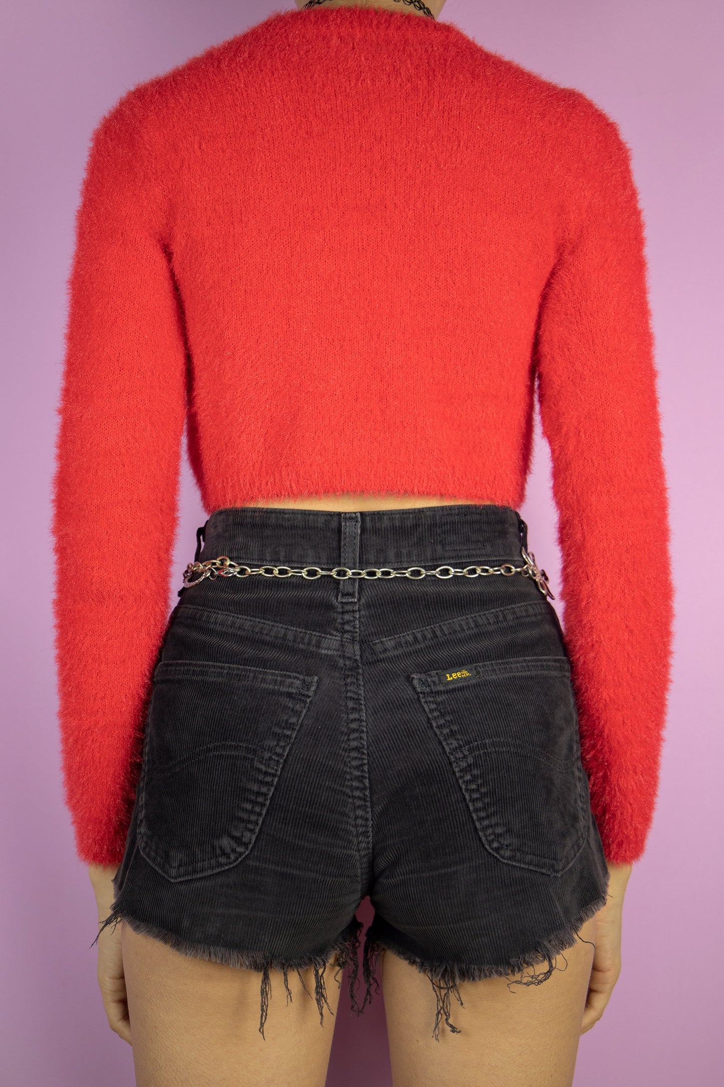The Y2K Red Knit Cropped Sweater is a vintage crop pullover. Romantic coquette 2000s party jumper.