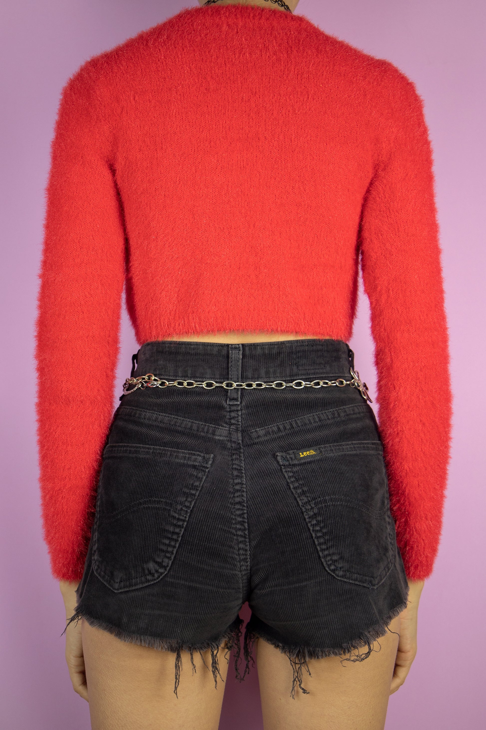 The Y2K Red Knit Cropped Sweater is a vintage crop pullover. Romantic coquette 2000s party jumper.