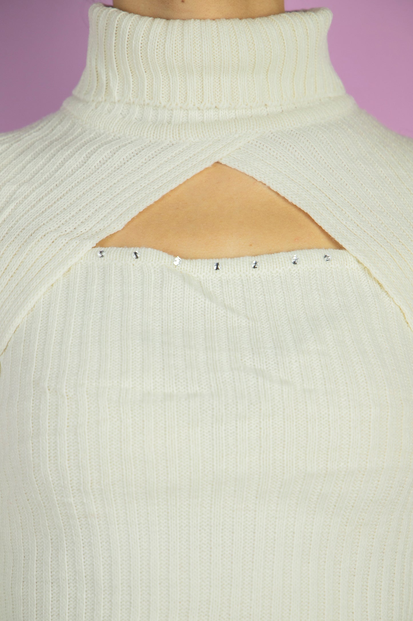Vintage 90's White Cut Out Sweater - M
