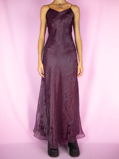 Vintage 90's Dark Purple Maxi Dress - S