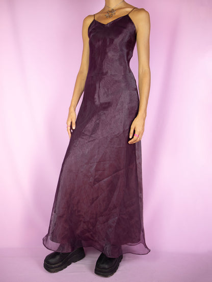 Vintage 90's Dark Purple Maxi Dress - S