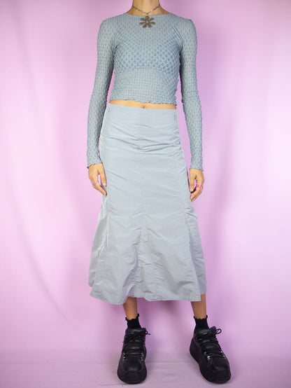 Vintage Y2K Gray Parachute Midi Skirt - XL
