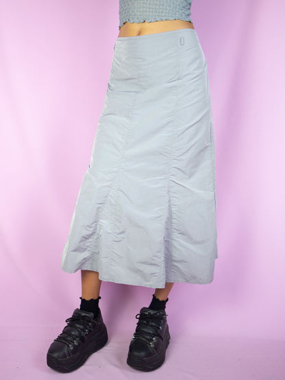 Vintage Y2K Gray Parachute Midi Skirt - XL