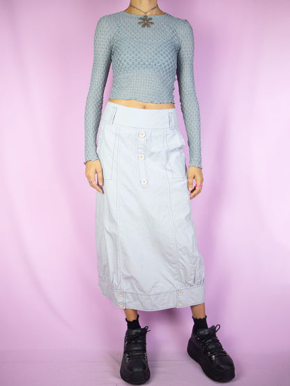 Vintage Y2K Light Gray Midi Skirt - L