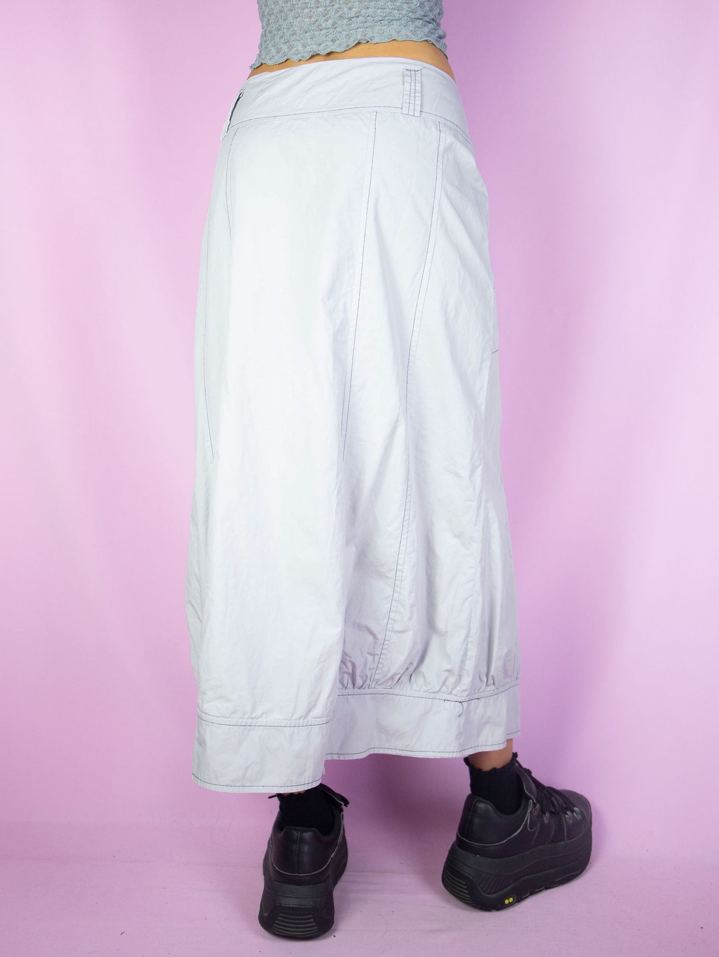 Y2K Light Gray Midi Skirt - L