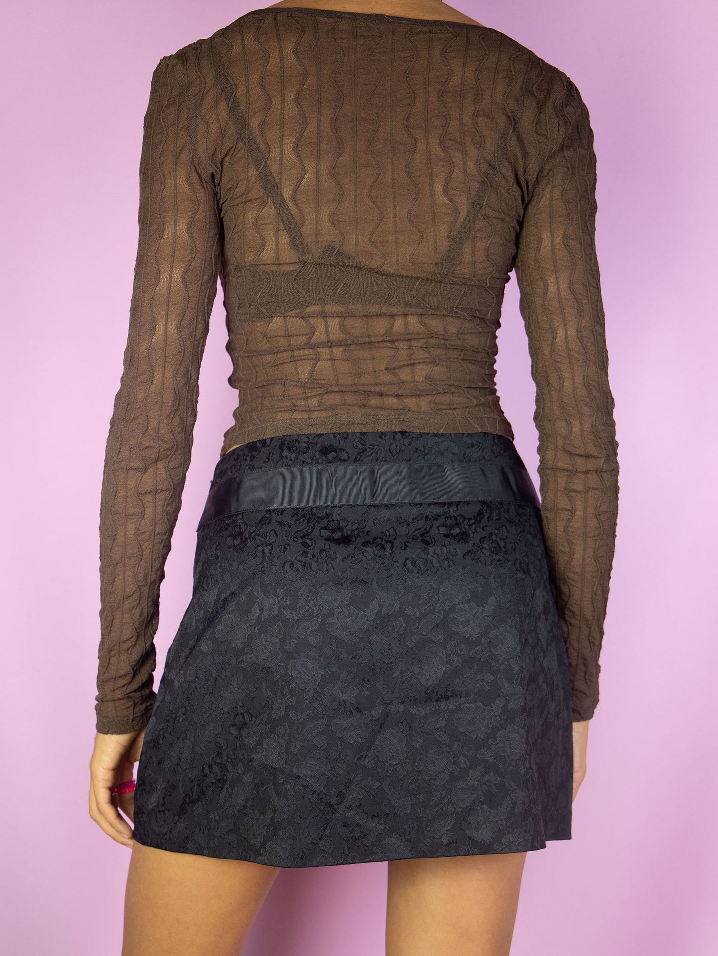 Vintage Y2K Pleated Black Mini Skirt - M