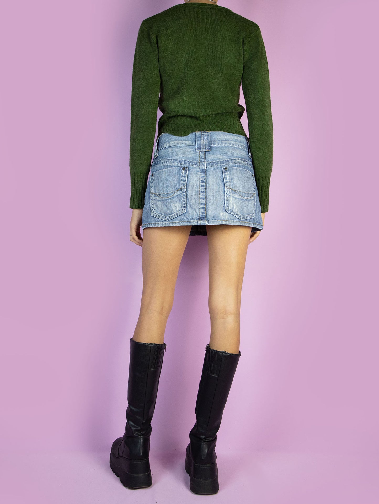 Y2K Low Rise Denim Mini Skirt - S