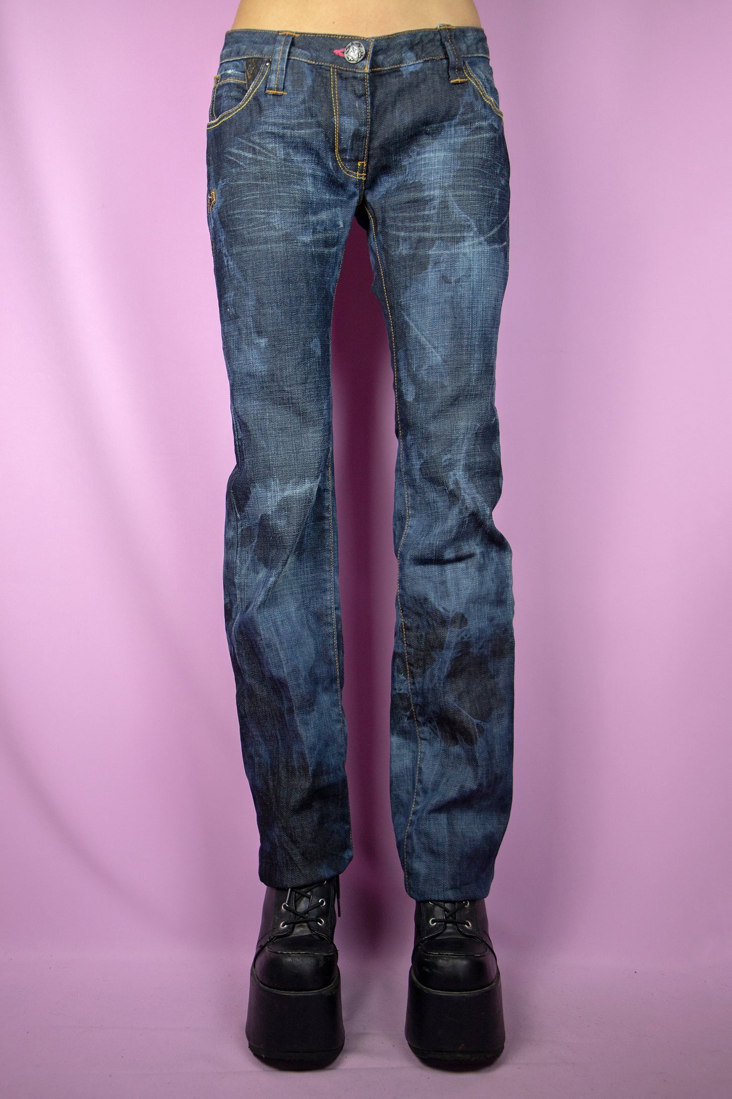 Y2K Dark Bleached Jeans - M