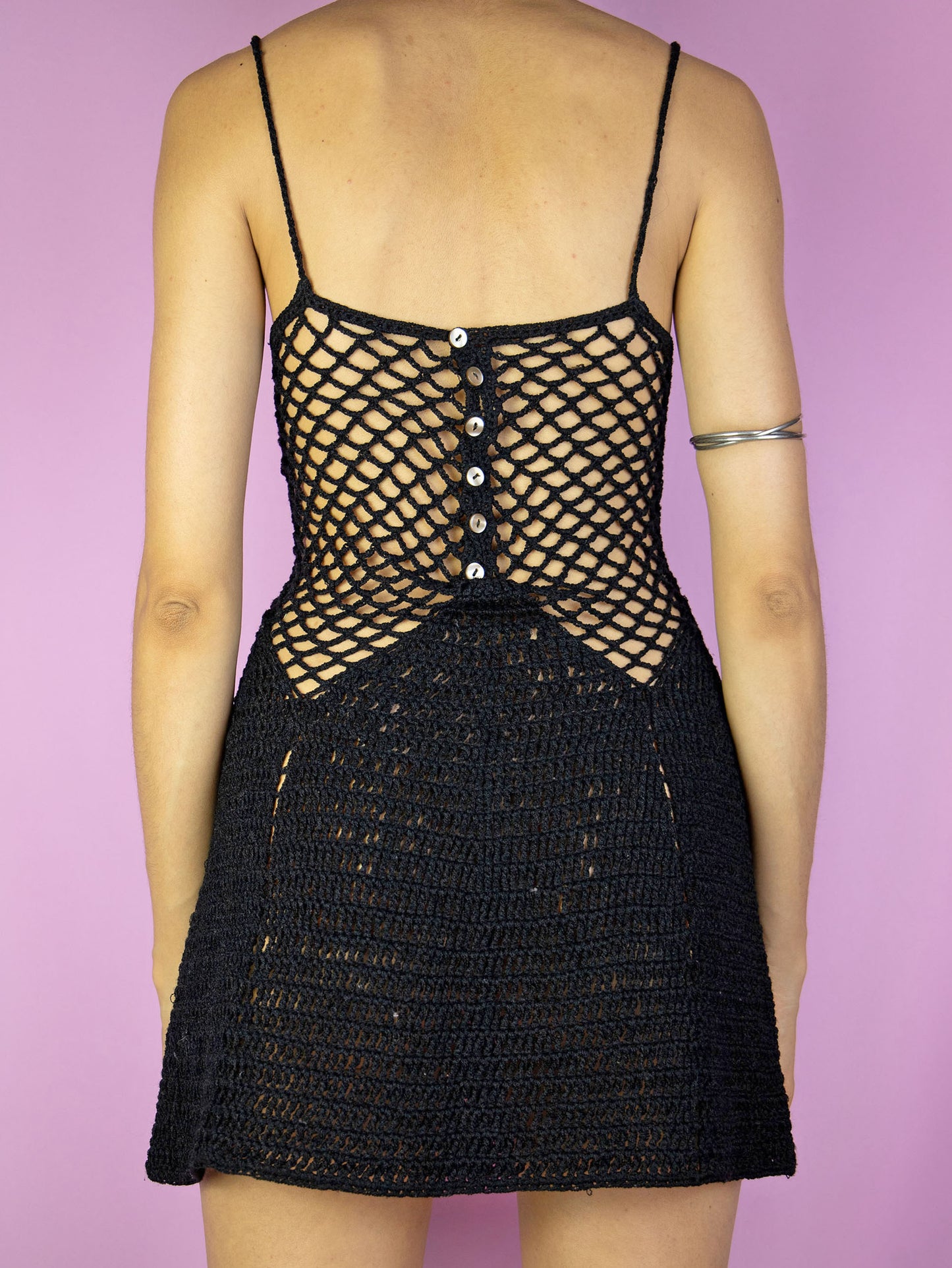 Y2K Black Crochet Mini Dress - XS/S