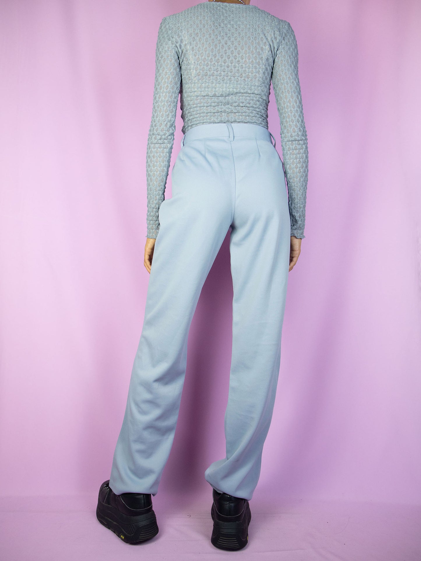 Y2K Gray Pleated Straight Pants - S/M