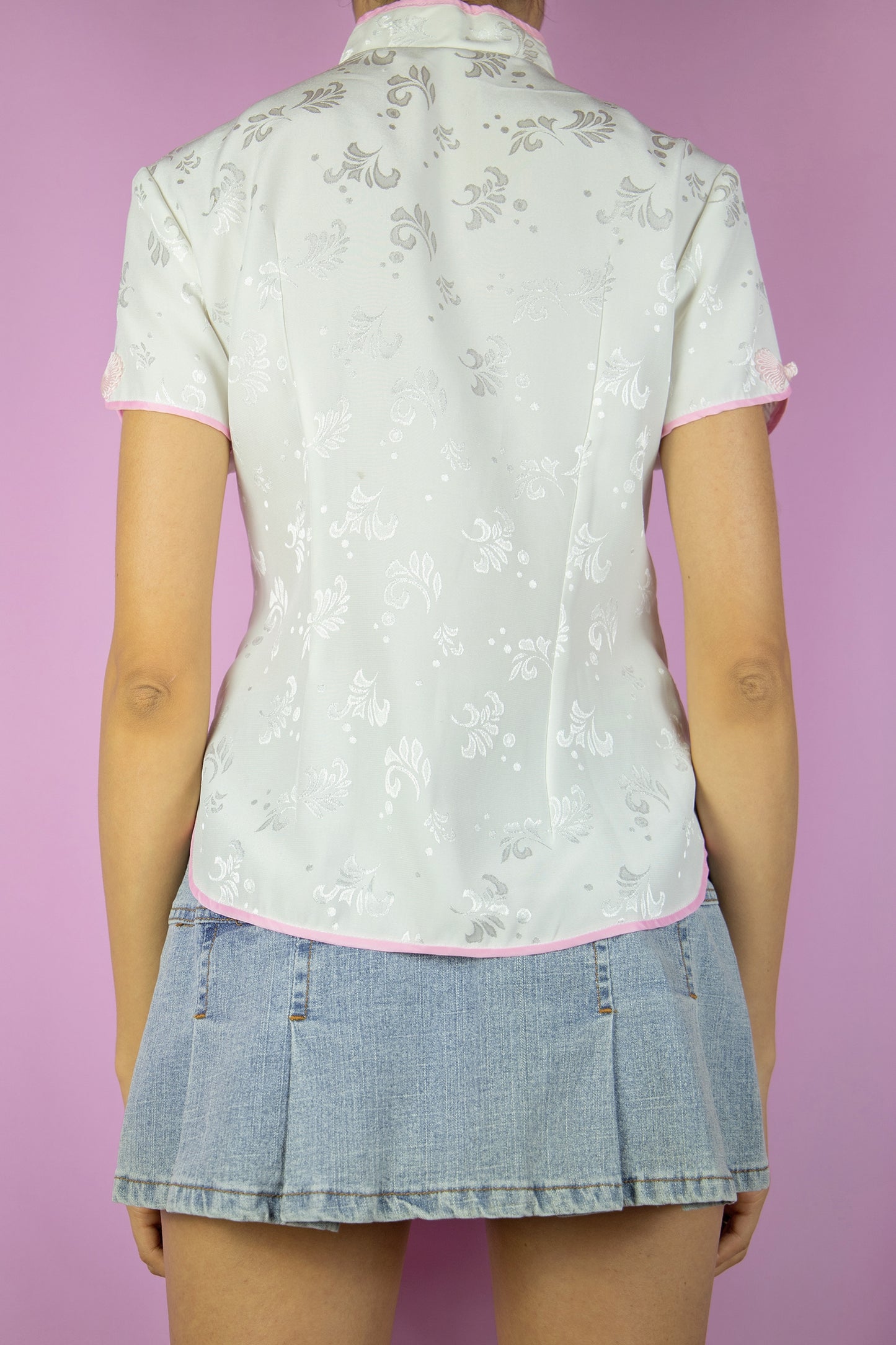 Vintage 90's White Chinese Top - S