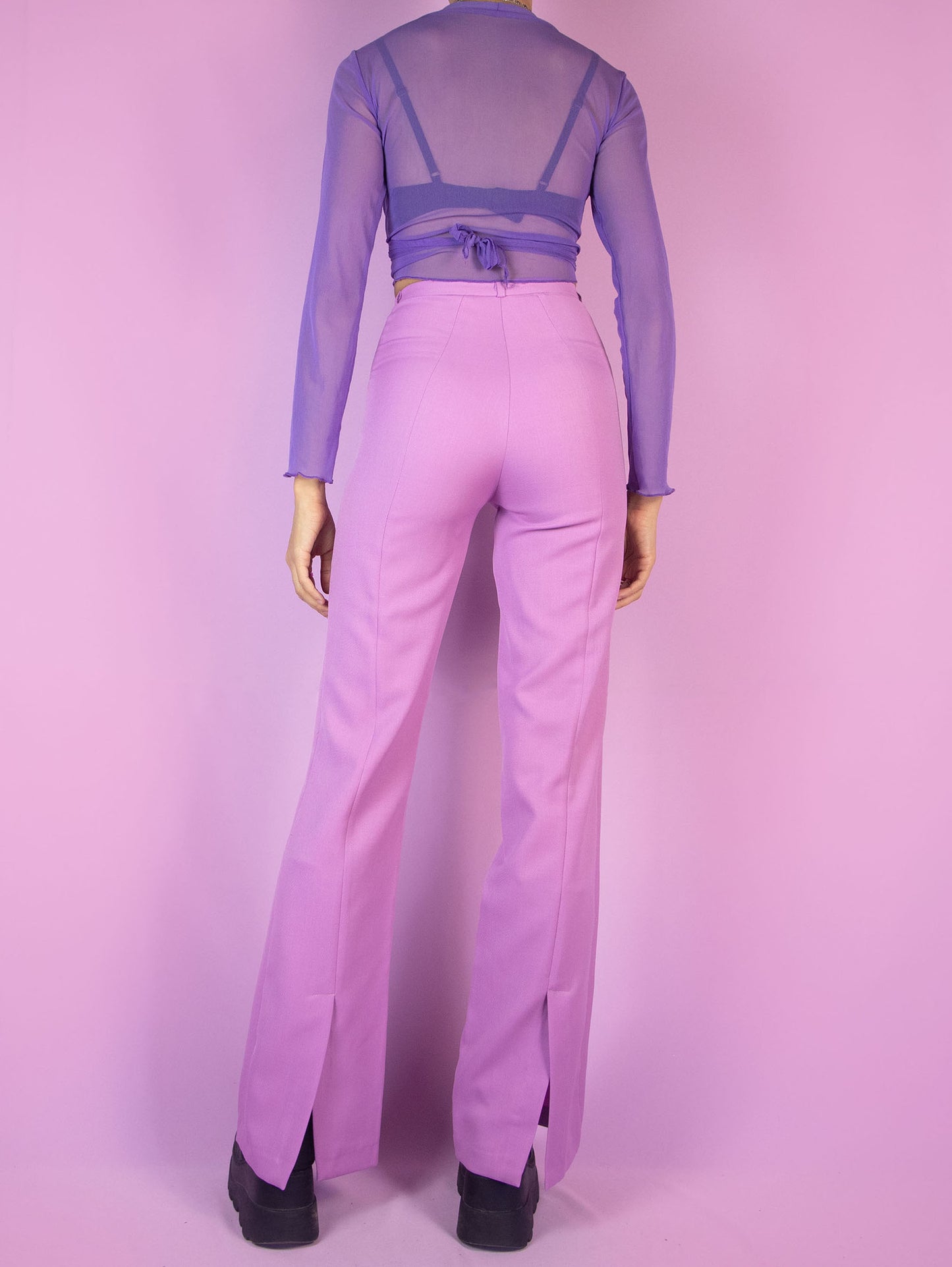Vintage 90s Pink Tailored Wide Pants - XXS