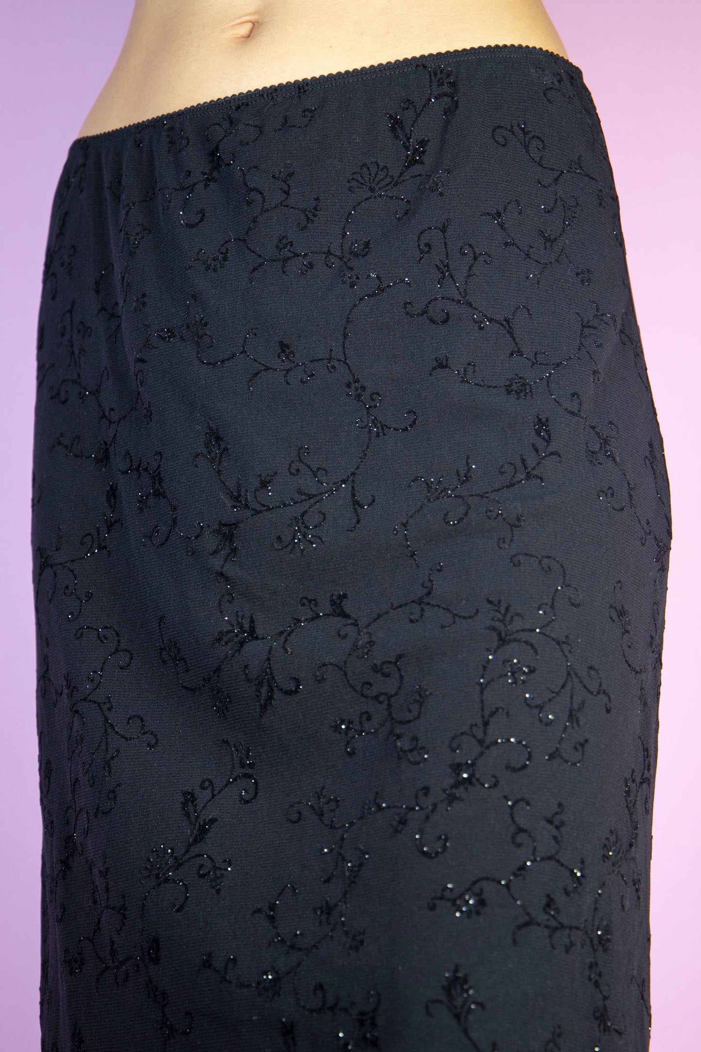 Y2K Black Floral Mesh Skirt - M/L