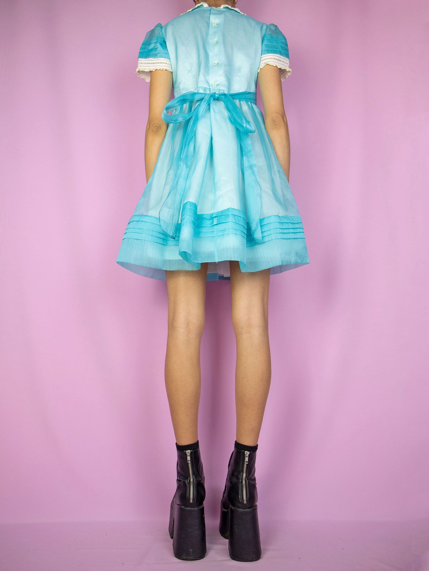 Vintage 90's Blue Princess Mini Dress - XXS