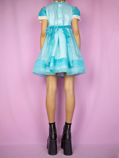 Vintage 90's Blue Princess Mini Dress - XXS
