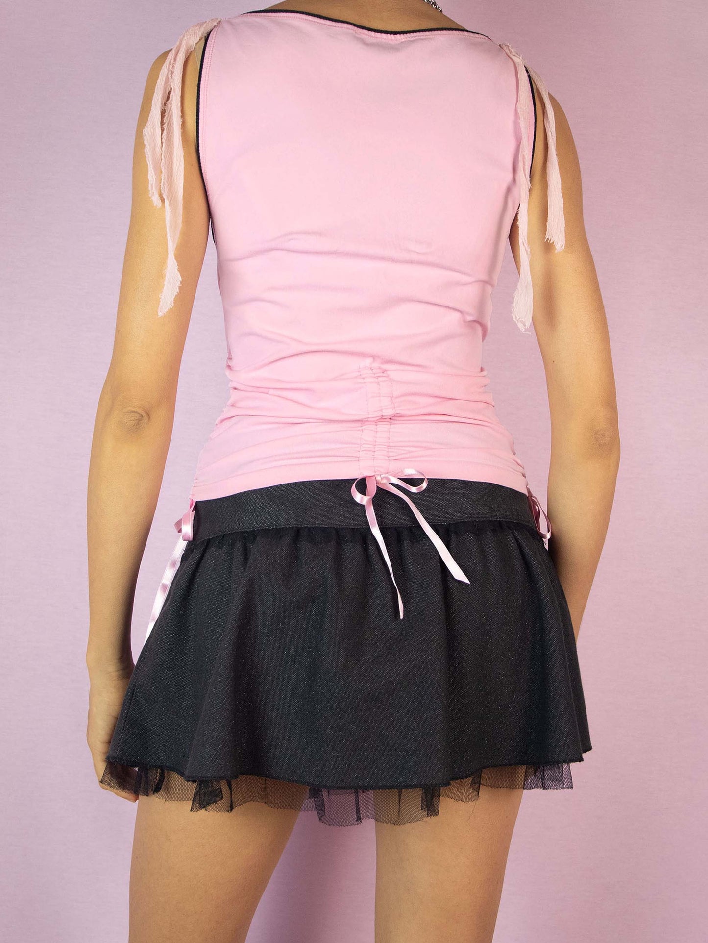 Y2K Pink Sleeveless Ruched Top - S