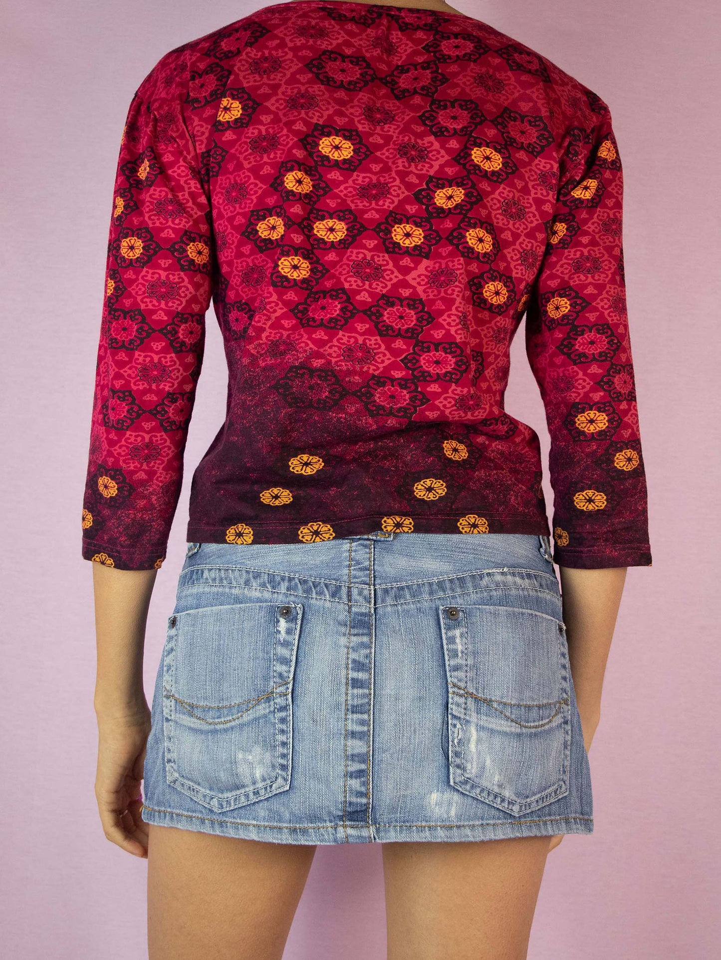 Y2K Red Abstract Print Top - L
