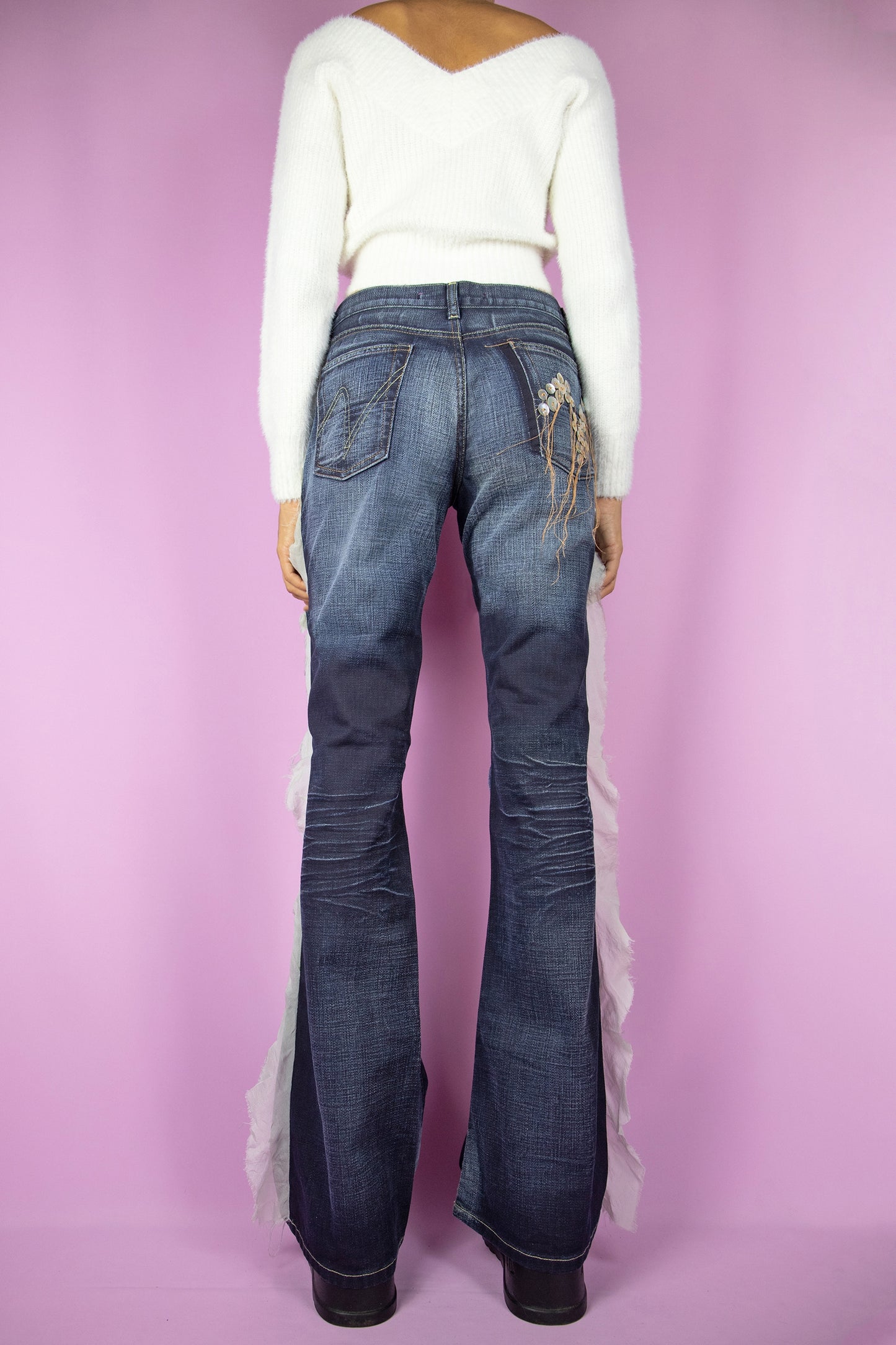 Y2K Side Ruffle Flare Jeans - M