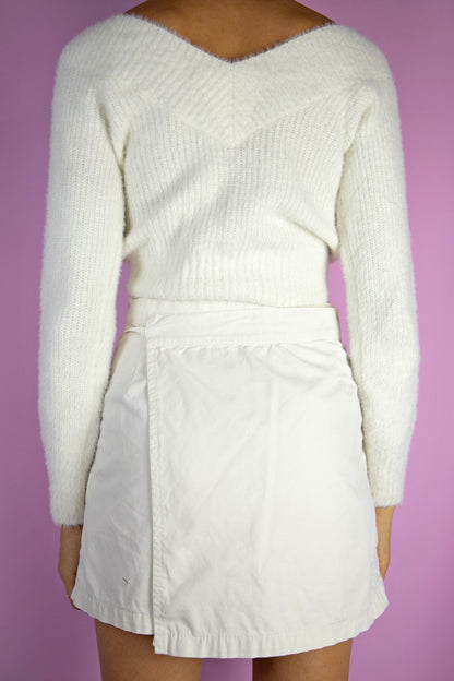 Vintage 90's White Wrap Mini Skirt - XS/S