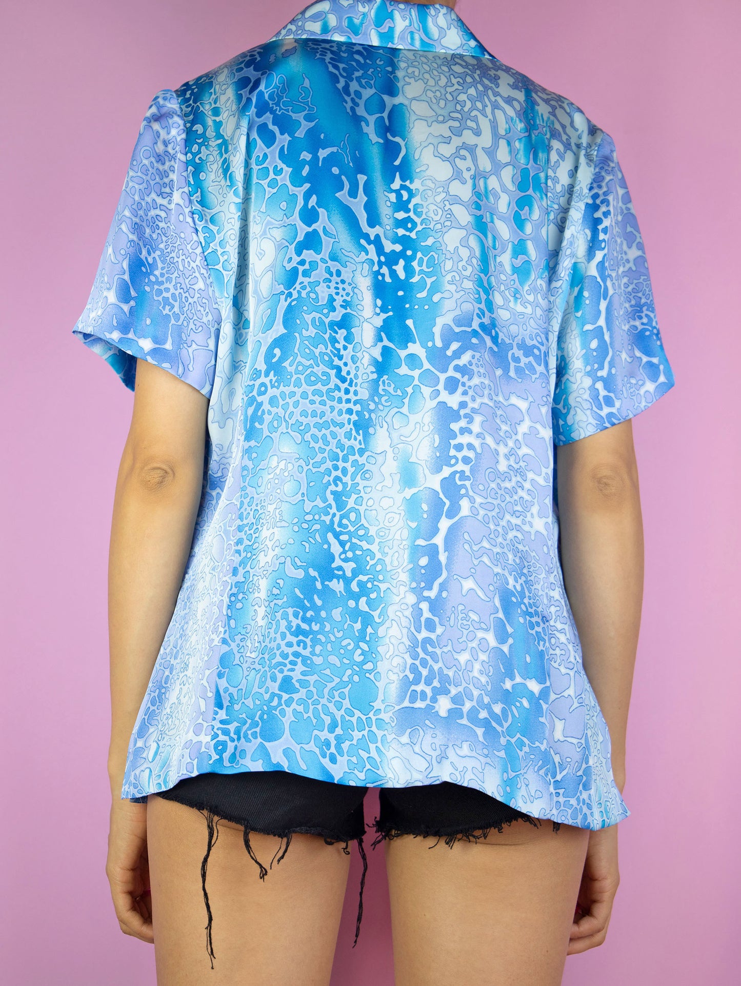 Vintage 90's Blue Abstract Blouse - L