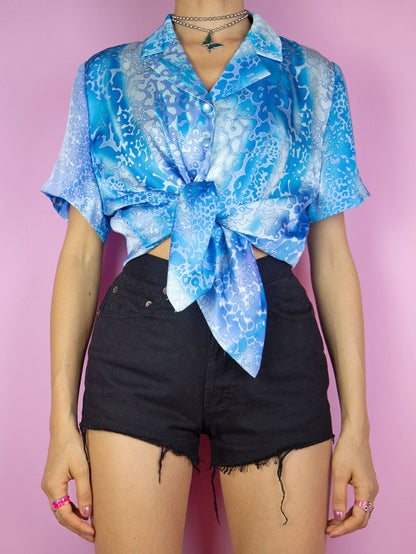 Vintage 90's Blue Abstract Blouse