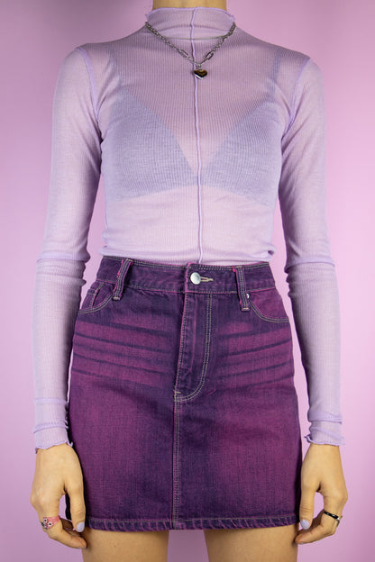 Vintage Y2K Purple Denim Mini Skirt