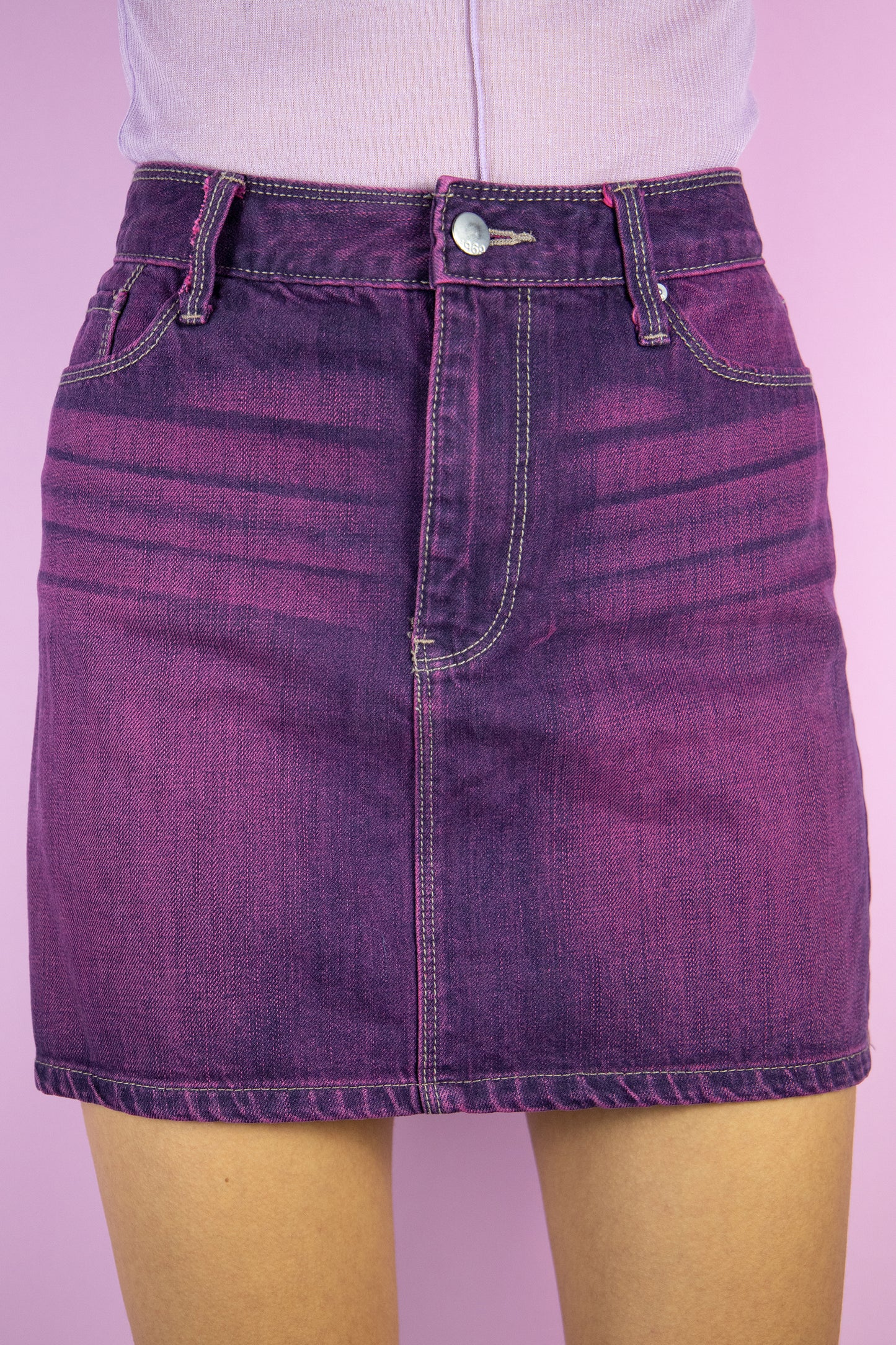 Y2K Purple Denim Mini Skirt - M