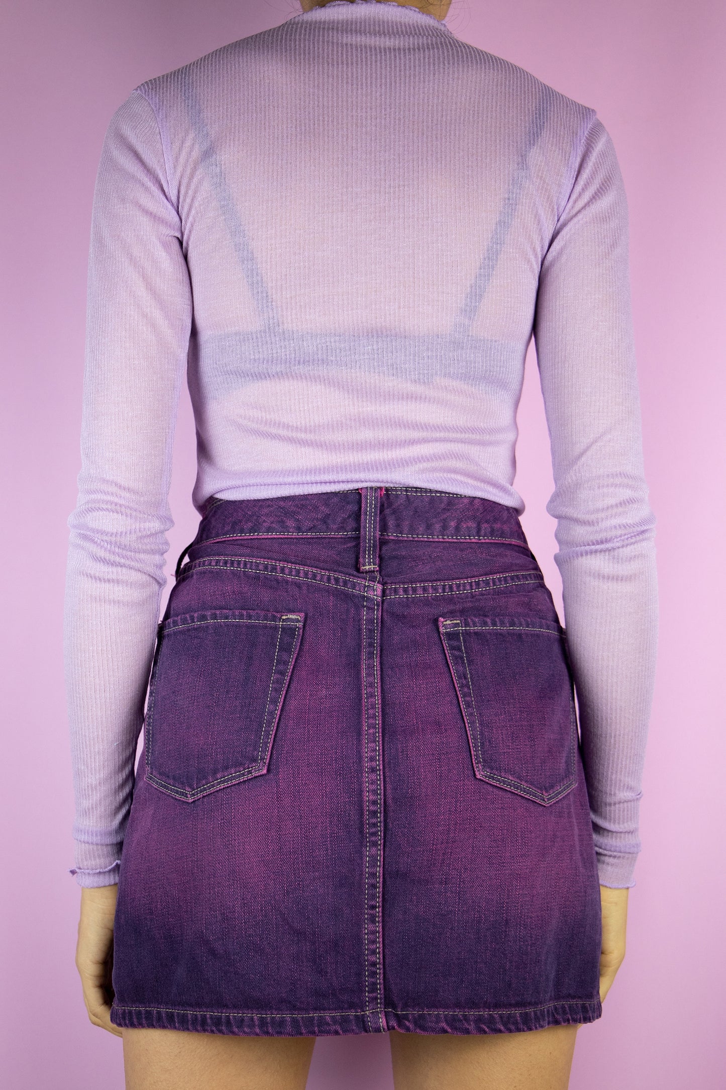 Y2K Purple Denim Mini Skirt - M